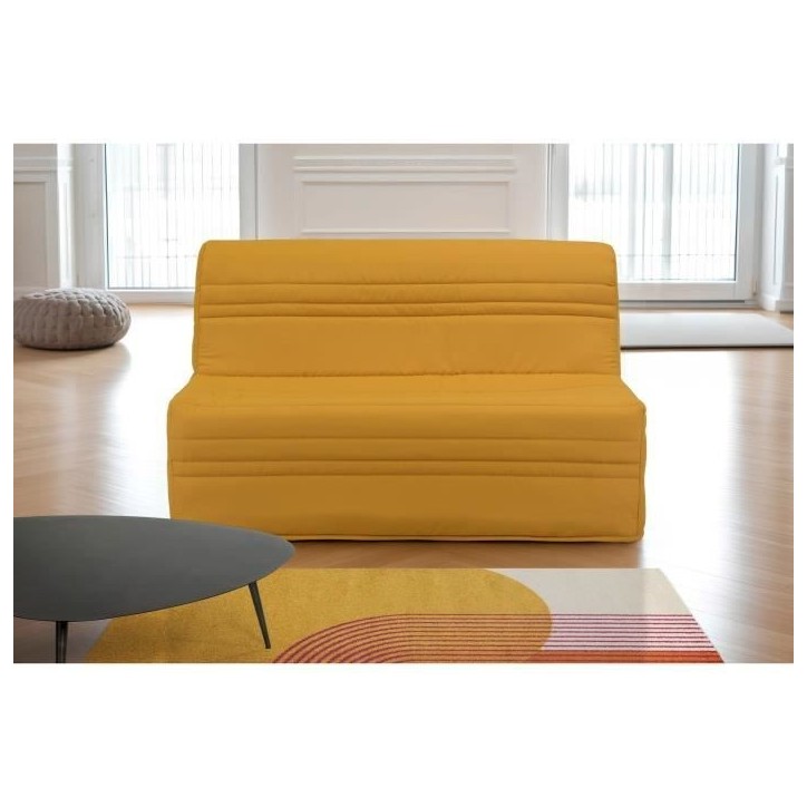 Banquette BZ Joe - Tissu jaune ocre - 3 places - L 143 x P 97 cm - Couchage 140 x 190 cm Banquette BZ Joe - Tissu jaune ocre - 3 places - L 143 x P 97 cm - Couchage 140 x 190 cm