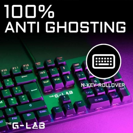 Clavier Gamer - The G-Lab - KEYZ CARBON E - Mécanique (Switch Bleu) - Rainbow - Low Profile - Repose Poignet - Filaire - Noir