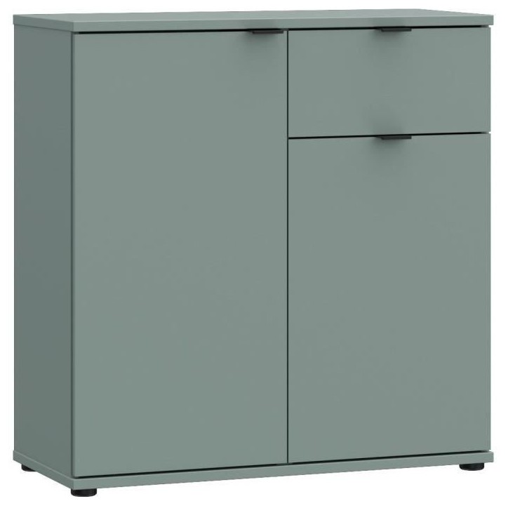 Petit meuble de rangement - Buffet - GANYMEDE - 2 portes - 1 tiroir - Sauge - 80,1 x 34,1 x 82,3 cm Petit meuble de rangement - Buffet - GANYMEDE - 2 portes - 1 tiroir - Sauge - 80,1 x 34,1 x 82,3 cm