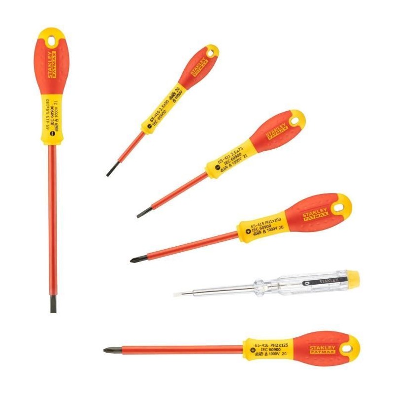 Jeu de 6 Tournevis Isolés 1000V - STANLEY FATMAX - 0-65-441 - Electri