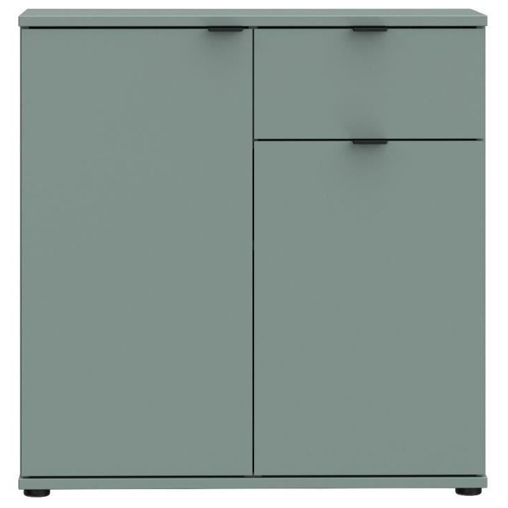 Petit meuble de rangement - Buffet - GANYMEDE - 2 portes - 1 tiroir - Sauge - 80,1 x 34,1 x 82,3 cm Petit meuble de rangement - Buffet - GANYMEDE - 2 portes - 1 tiroir - Sauge - 80,1 x 34,1 x 82,3 cm
