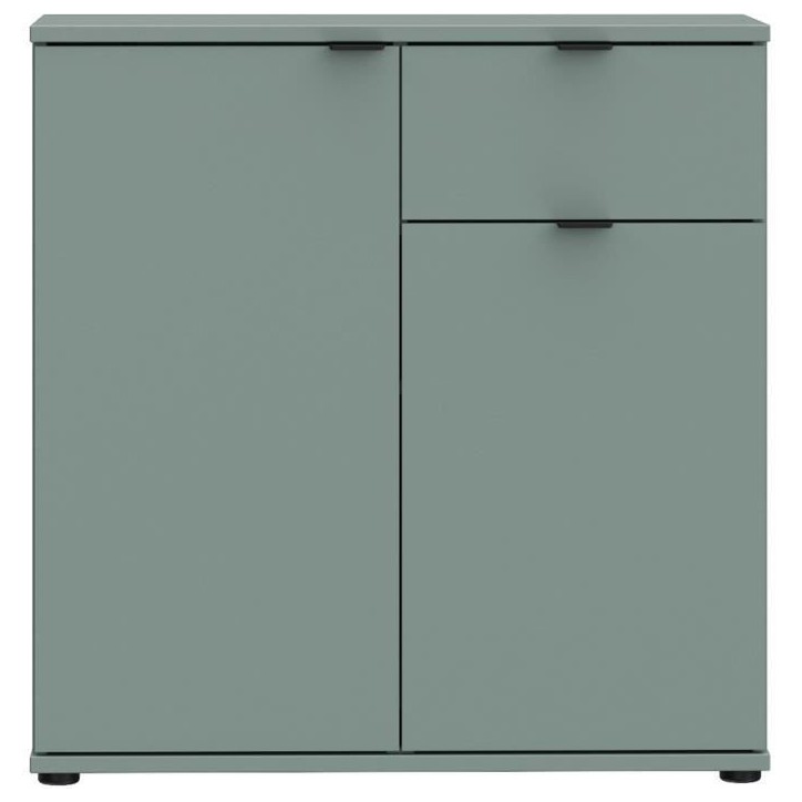 Petit meuble de rangement - Buffet - GANYMEDE - 2 portes - 1 tiroir - Sauge - 80,1 x 34,1 x 82,3 cm Petit meuble de rangement - Buffet - GANYMEDE - 2 portes - 1 tiroir - Sauge - 80,1 x 34,1 x 82,3 cm