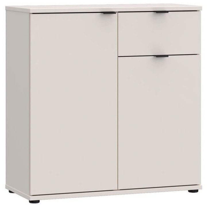 Petit meuble de rangement- buffet - GANYMEDE - 2 portes - 1 tiroir - Sable - 80,1 x 34,1 x 82,3 cm Petit meuble de rangement- buffet - GANYMEDE - 2 portes - 1 tiroir - Sable - 80,1 x 34,1 x 82,3 cm