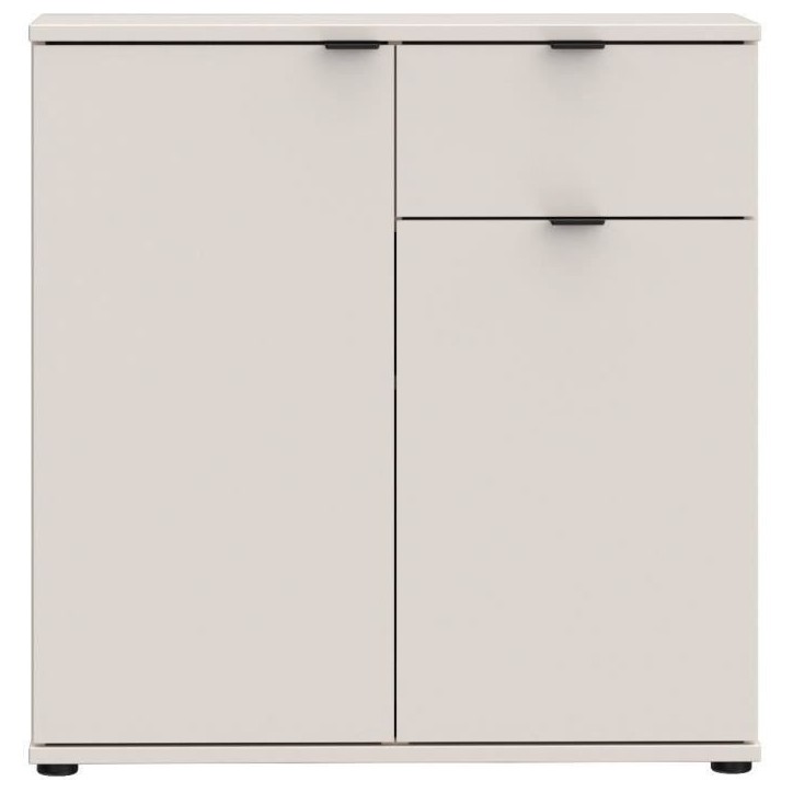 Petit meuble de rangement- buffet - GANYMEDE - 2 portes - 1 tiroir - Sable - 80,1 x 34,1 x 82,3 cm Petit meuble de rangement- buffet - GANYMEDE - 2 portes - 1 tiroir - Sable - 80,1 x 34,1 x 82,3 cm
