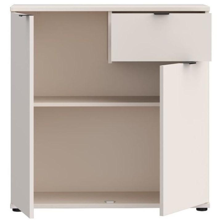 Petit meuble de rangement- buffet - GANYMEDE - 2 portes - 1 tiroir - Sable - 80,1 x 34,1 x 82,3 cm Petit meuble de rangement- buffet - GANYMEDE - 2 portes - 1 tiroir - Sable - 80,1 x 34,1 x 82,3 cm