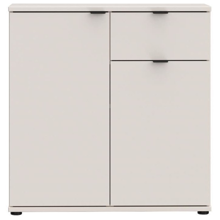 Petit meuble de rangement- buffet - GANYMEDE - 2 portes - 1 tiroir - Sable - 80,1 x 34,1 x 82,3 cm Petit meuble de rangement- buffet - GANYMEDE - 2 portes - 1 tiroir - Sable - 80,1 x 34,1 x 82,3 cm