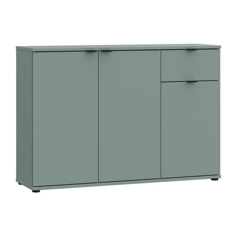 Commode - GANYMEDE - 3 portes - 1 tiroir - Sauge - 119,8 x 34,1 x 82,3 Commode - GANYMEDE - 3 portes - 1 tiroir - Sauge - 119,8 x 34,1 x 82,3