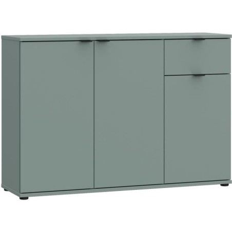 Commode - GANYMEDE - 3 portes - 1 tiroir - Sauge - 119,8 x 34,1 x 82,3