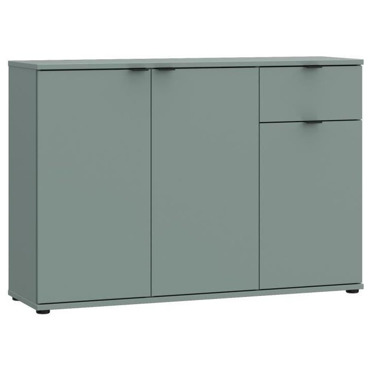 Commode - GANYMEDE - 3 portes - 1 tiroir - Sauge - 119,8 x 34,1 x 82,3 cm Commode - GANYMEDE - 3 portes - 1 tiroir - Sauge - 119,8 x 34,1 x 82,3 cm