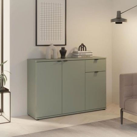 Commode - GANYMEDE - 3 portes - 1 tiroir - Sauge - 119,8 x 34,1 x 82,3 cm