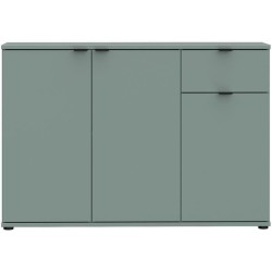 Commode - GANYMEDE - 3 portes - 1 tiroir - Sauge - 119,8 x 34,1 x 82,3