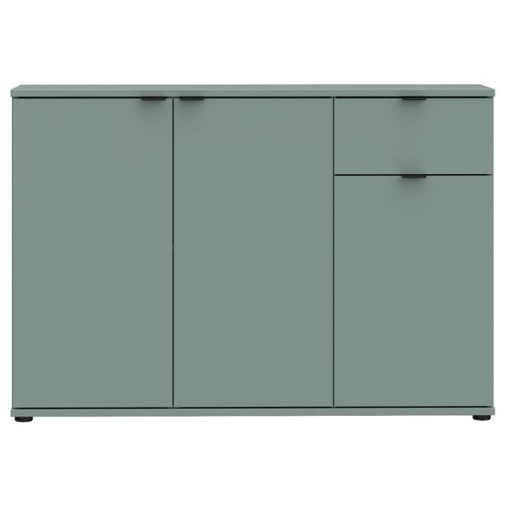 Commode - GANYMEDE - 3 portes - 1 tiroir - Sauge - 119,8 x 34,1 x 82,3 cm Commode - GANYMEDE - 3 portes - 1 tiroir - Sauge - 119,8 x 34,1 x 82,3 cm
