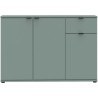 Commode - GANYMEDE - 3 portes - 1 tiroir - Sauge - 119,8 x 34,1 x 82,3