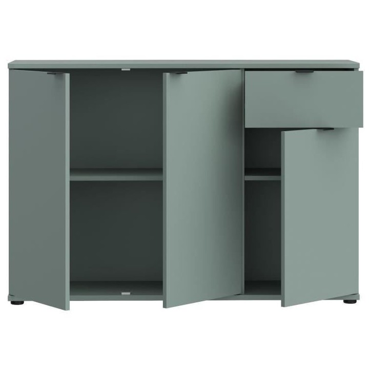 Commode - GANYMEDE - 3 portes - 1 tiroir - Sauge - 119,8 x 34,1 x 82,3 cm Commode - GANYMEDE - 3 portes - 1 tiroir - Sauge - 119,8 x 34,1 x 82,3 cm