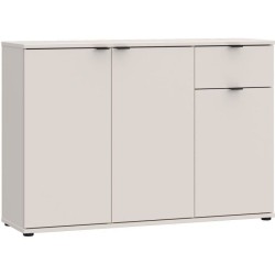 Commode - GANYMEDE - 3 portes - 1 tiroir - Sable - 119,8 x 34,1 x 82,3