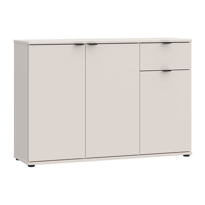 Commode - GANYMEDE - 3 portes - 1 tiroir - Sable - 119,8 x 34,1 x 82,3 Commode - GANYMEDE - 3 portes - 1 tiroir - Sable - 119,8 x 34,1 x 82,3