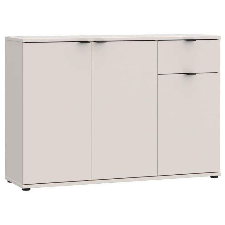 Commode - GANYMEDE - 3 portes - 1 tiroir - Sable - 119,8 x 34,1 x 82,3 cm