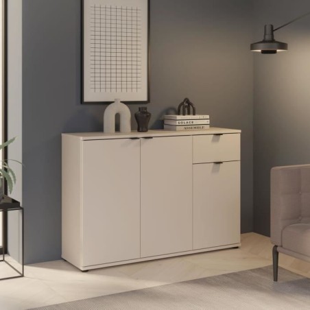 Commode - GANYMEDE - 3 portes - 1 tiroir - Sable - 119,8 x 34,1 x 82,3 cm