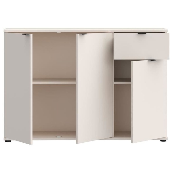 Commode - GANYMEDE - 3 portes - 1 tiroir - Sable - 119,8 x 34,1 x 82,3 cm