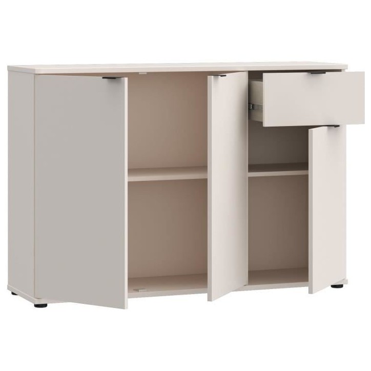 Commode - GANYMEDE - 3 portes - 1 tiroir - Sable - 119,8 x 34,1 x 82,3 cm