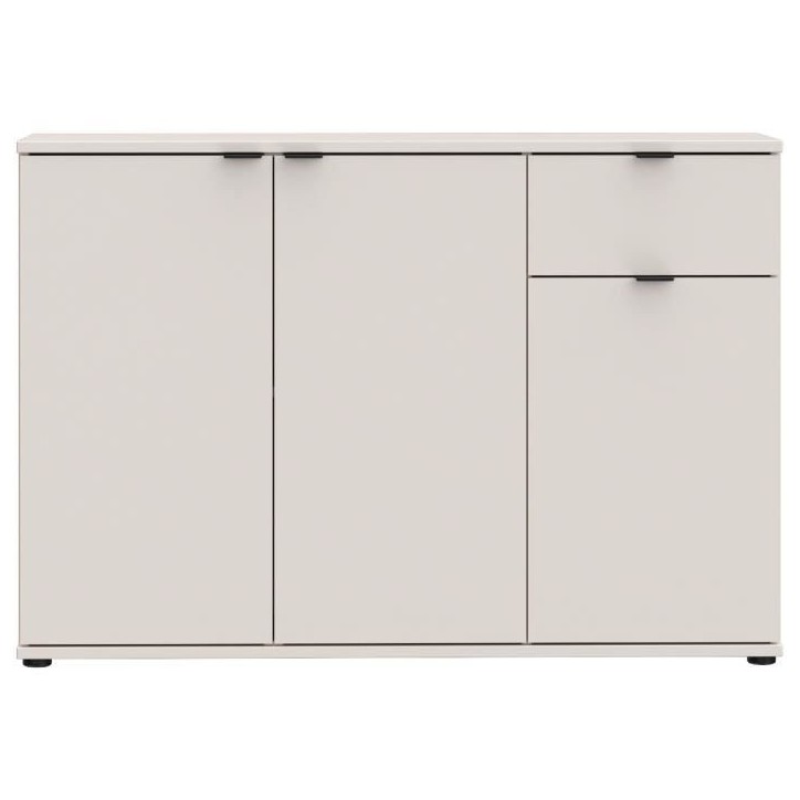Commode - GANYMEDE - 3 portes - 1 tiroir - Sable - 119,8 x 34,1 x 82,3 cm
