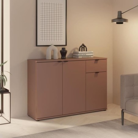 Commode - GANYMEDE - 3 portes - 1 tiroir - Terracotta - 119,8 x 34,1 x 82,3 cm