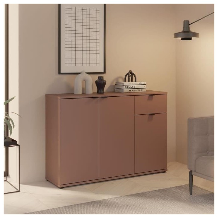 Commode - GANYMEDE - 3 portes - 1 tiroir - Terracotta - 119,8 x 34,1 x 82,3 cm