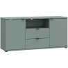 Meuble TV - GANYMEDE - Sauge - 2 portes, 2 tiroirs, 1 niche - 129,8 x