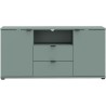 Meuble TV - GANYMEDE - Sauge - 2 portes, 2 tiroirs, 1 niche - 129,8 x