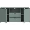 Meuble TV - GANYMEDE - Sauge - 2 portes, 2 tiroirs, 1 niche - 129,8 x
