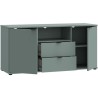 Meuble TV - GANYMEDE - Sauge - 2 portes, 2 tiroirs, 1 niche - 129,8 x