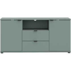 Meuble TV - GANYMEDE - Sauge - 2 portes, 2 tiroirs, 1 niche - 129,8 x