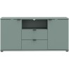 Meuble TV - GANYMEDE - Sauge - 2 portes, 2 tiroirs, 1 niche - 129,8 x