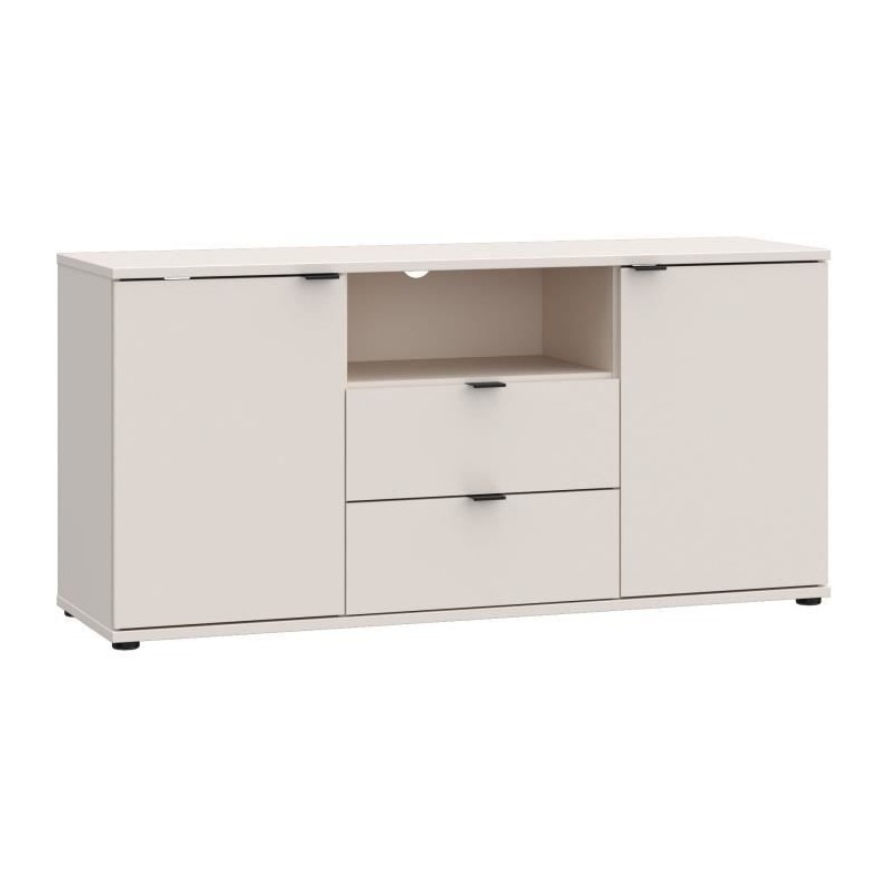 Meuble TV - GANYMEDE - Sable - 2 portes, 2 tiroirs, 1 niche - 129,8 x Meuble TV - GANYMEDE - Sable - 2 portes, 2 tiroirs, 1 niche - 129,8 x