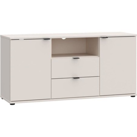 Meuble TV - GANYMEDE - Sable - 2 portes, 2 tiroirs, 1 niche - 129,8 x