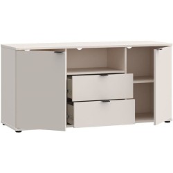Meuble TV - GANYMEDE - Sable - 2 portes, 2 tiroirs, 1 niche - 129,8 x