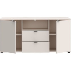 Meuble TV - GANYMEDE - Sable - 2 portes, 2 tiroirs, 1 niche - 129,8 x