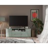 Meuble TV - GANYMEDE - Sauge - 2 portes, 2 tiroirs, 2 niches - 179,8 x