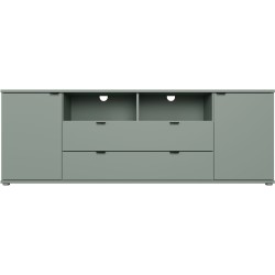 Meuble TV - GANYMEDE - Sauge - 2 portes, 2 tiroirs, 2 niches - 179,8 x