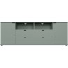 Meuble TV - GANYMEDE - Sauge - 2 portes, 2 tiroirs, 2 niches - 179,8 x