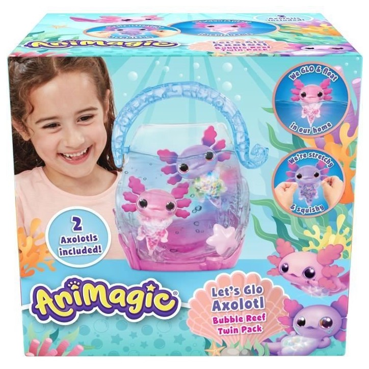 Animagic - GOLIATH - Pack double Axolotl - Aquarium a bulles - Rose / Violet - Des 4 ans Animagic - GOLIATH - Pack double Axolotl - Aquarium a bulles - Rose / Violet - Des 4 ans
