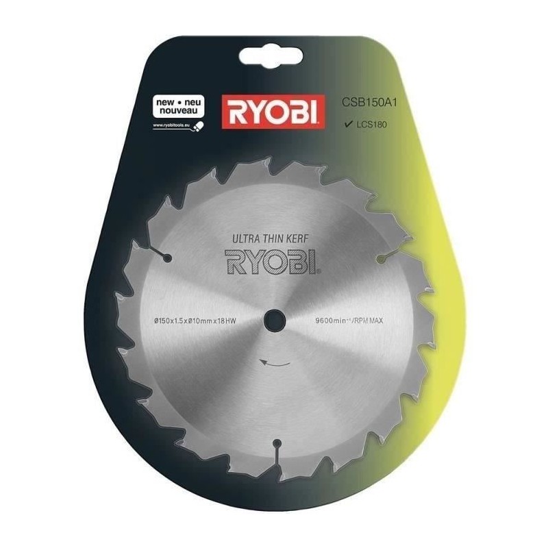 RYOBI - Lame ULTRA FINE 150 mm - 18 dents - alésage 10 mm pour scie c RYOBI - Lame ULTRA FINE 150 mm - 18 dents - alésage 10 mm pour scie c