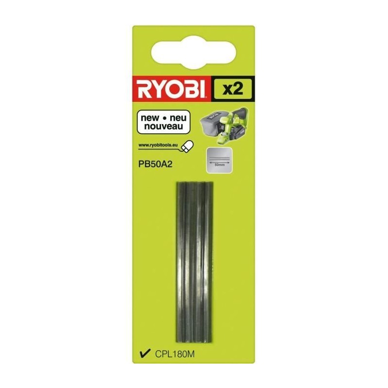 RYOBI - Jeu de 2 fers jetables (carbure) largeur 50 mm - PB50A2 RYOBI - Jeu de 2 fers jetables (carbure) largeur 50 mm - PB50A2