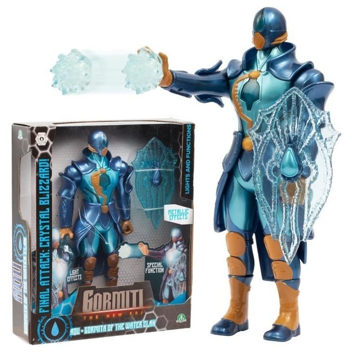 Figurine articulée - GORMITI - Gormiti avec attaque lumineuse Eau - Aqu - 27 cm - a partir de 4 ans - GRV071 Figurine articulée - GORMITI - Gormiti avec attaque lumineuse Eau - Aqu - 27 cm - a partir de 4 ans - GRV071