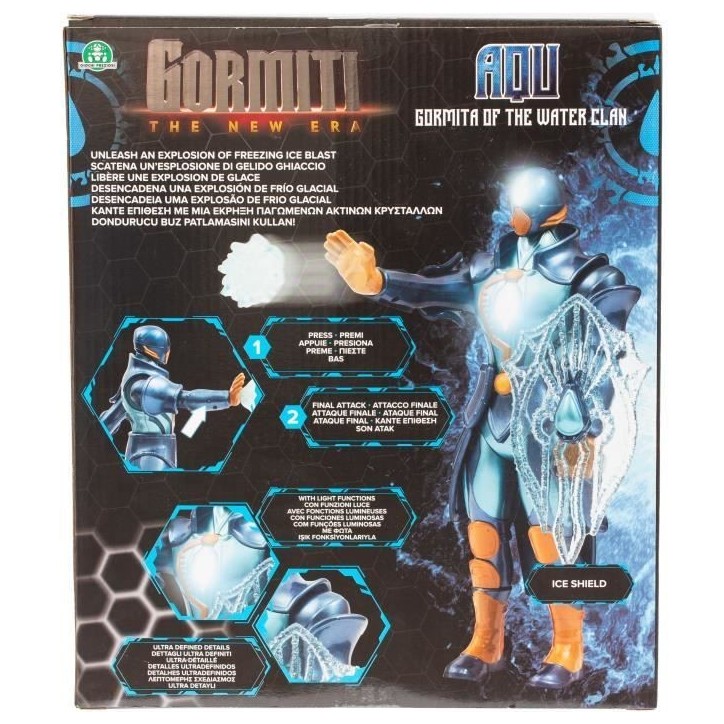 Figurine articulée - GORMITI - Gormiti avec attaque lumineuse Eau - Aqu - 27 cm - a partir de 4 ans - GRV071 Figurine articulée - GORMITI - Gormiti avec attaque lumineuse Eau - Aqu - 27 cm - a partir de 4 ans - GRV071