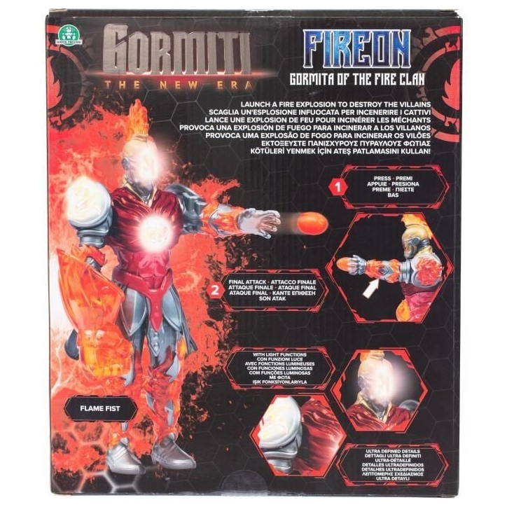 Figurine articulée - GORMITI - Gormiti avec attaque lumineuse Feu - Fireon - 27 cm - a partir de 4 ans - GRV073