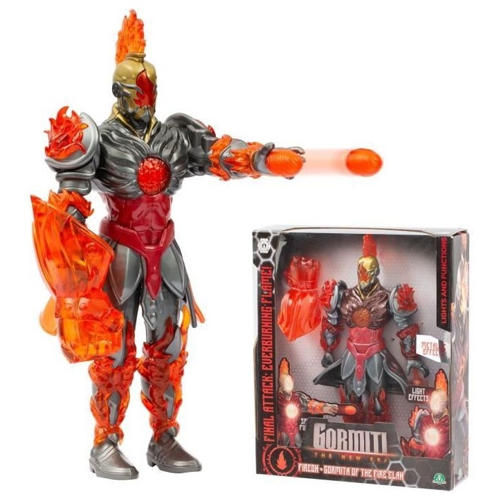 Figurine articulée - GORMITI - Gormiti avec attaque lumineuse Feu - Fireon - 27 cm - a partir de 4 ans - GRV073