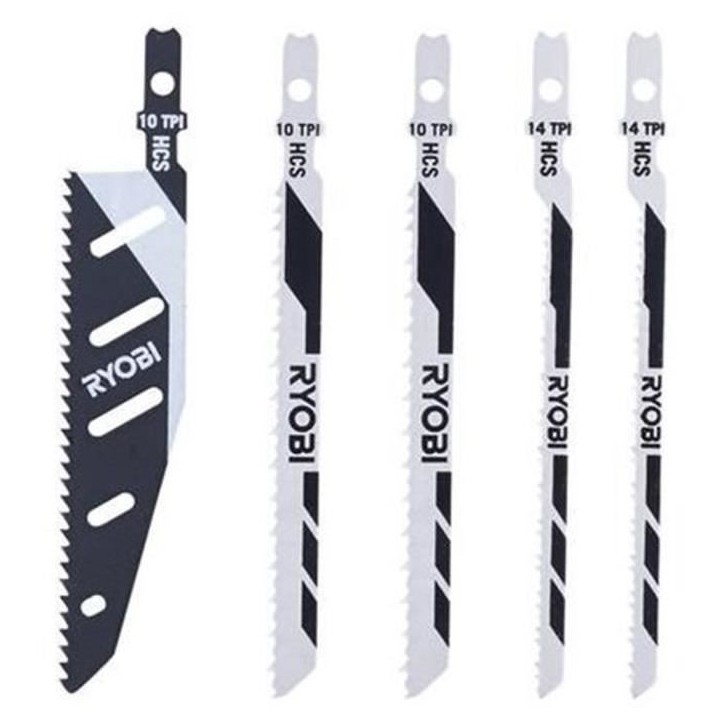 RYOBI - Carte 5 lames scie sauteuse FLUSHCUT bois 10 TPI, chantournage 14 TPI, inversé 10 TPI - RAK05JSBFC RYOBI - Carte 5 lames scie sauteuse FLUSHCUT bois 10 TPI, chantournage 14 TPI, inversé 10 TPI - RAK05JSBFC