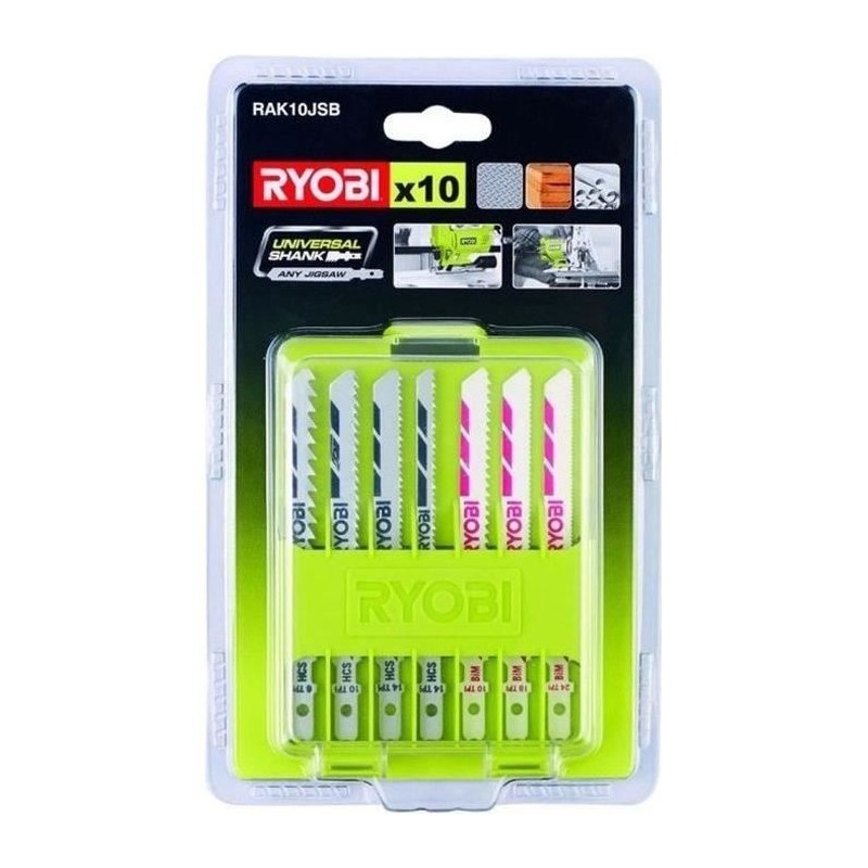 RYOBI - Coffret 10 lames baionnettes scie sauteuse bois - plastique (6 RYOBI - Coffret 10 lames baionnettes scie sauteuse bois - plastique (6
