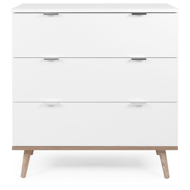 Commode Göteborg - 3 tiroirs - Décor chene sonoma Blanc - Scandinave - L 79,8 x P 40 x H 86,5 cm Commode Göteborg - 3 tiroirs - Décor chene sonoma Blanc - Scandinave - L 79,8 x P 40 x H 86,5 cm
